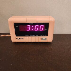 VINTAGE CONAIR CL-1001 DIGITAL LED ALARM CLOCK PINK RETRO (1980'S)